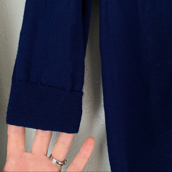 J.Crew Navy Merino Wool Tippi Crewneck Sweater Size Small, 3/4 length sleeve - Picture 6 of 7